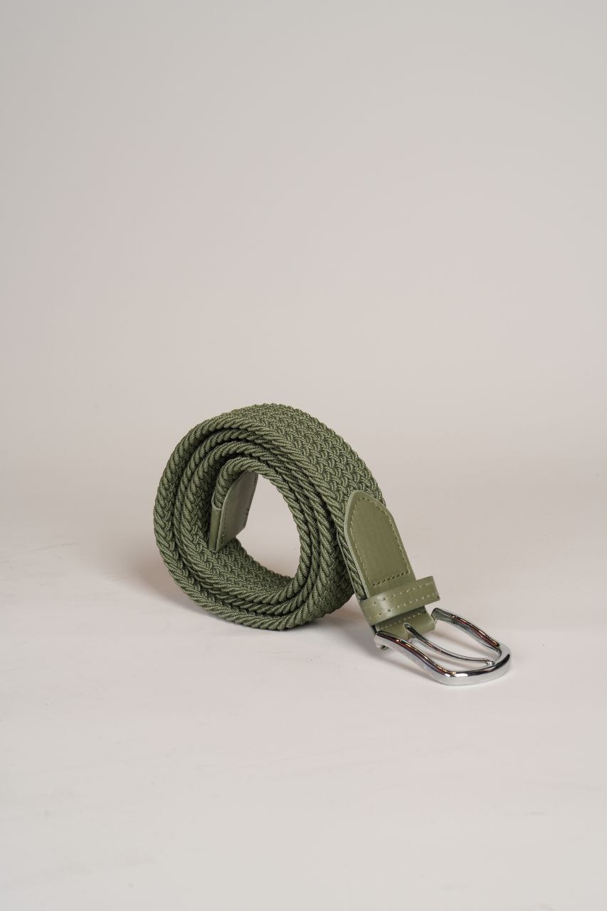 Olive Elastic Woven Belt - belt at Flamingo Fits