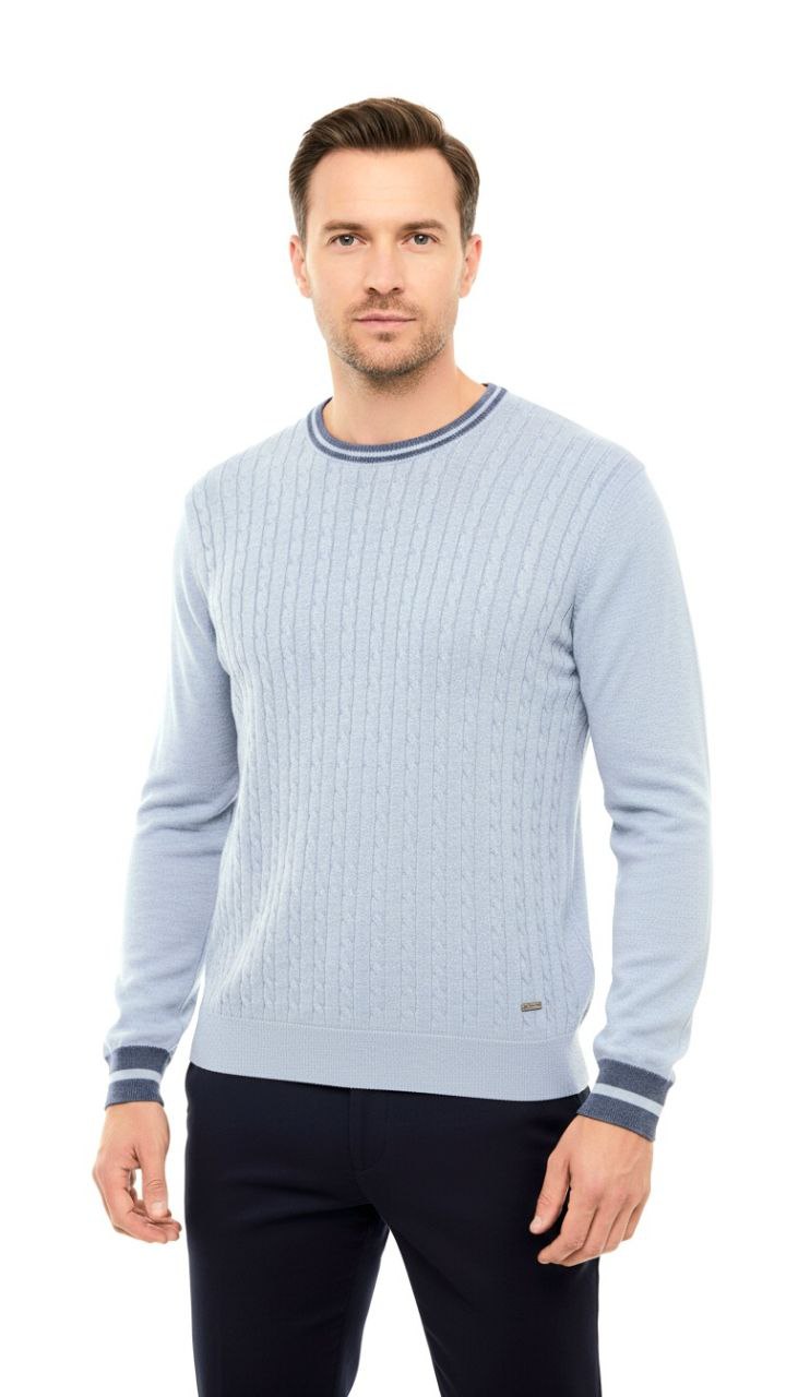 Blue Verona Cable-Knit Sweater