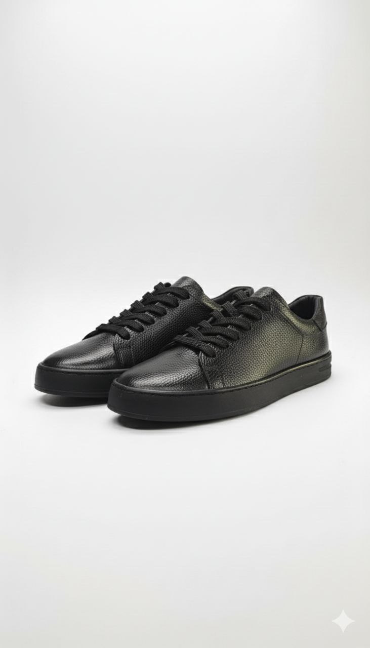 Full Black Back Leather Sneakers