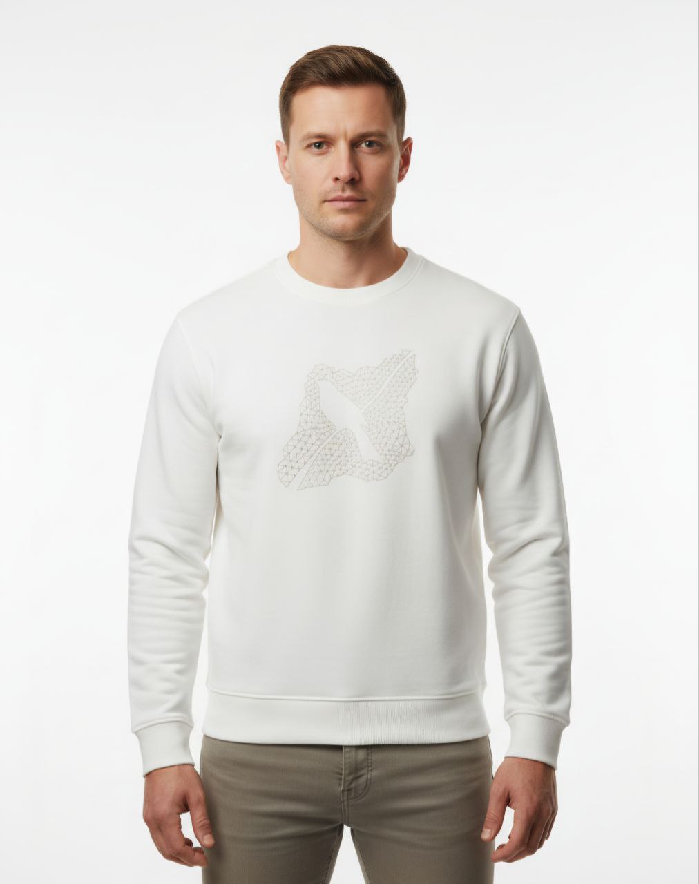 White grid cotton sweater in white | Flamingo Fits