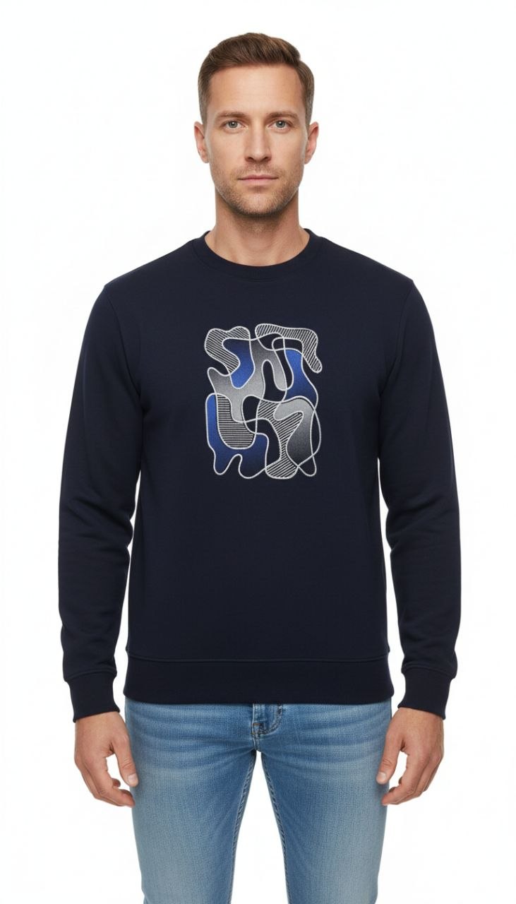 Navy flow cotton sweater in navy | Flamingo Fits