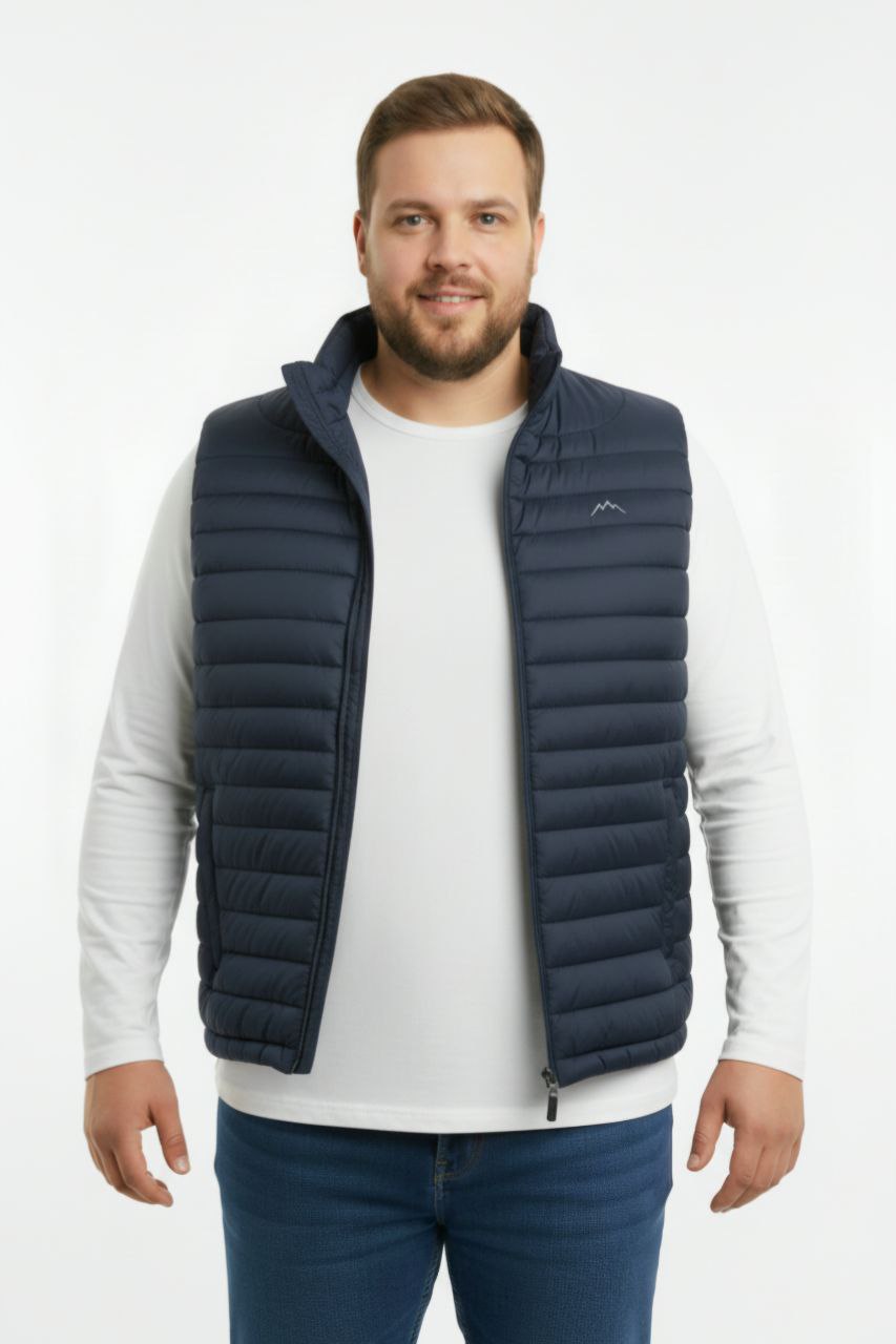 Navy puffer bigsize vest in navy | Flamingo Fits