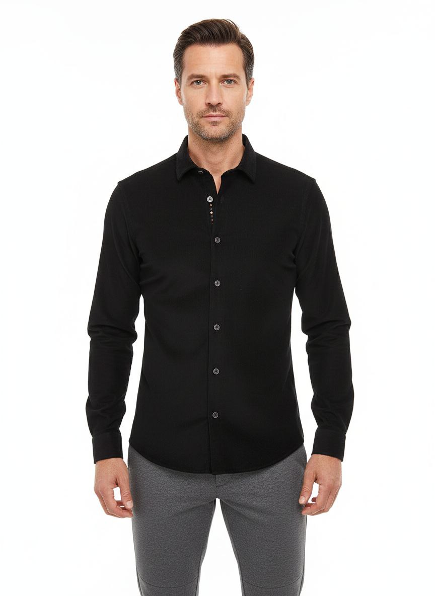 Black mist button-down shirt in black | Flamingo Fits