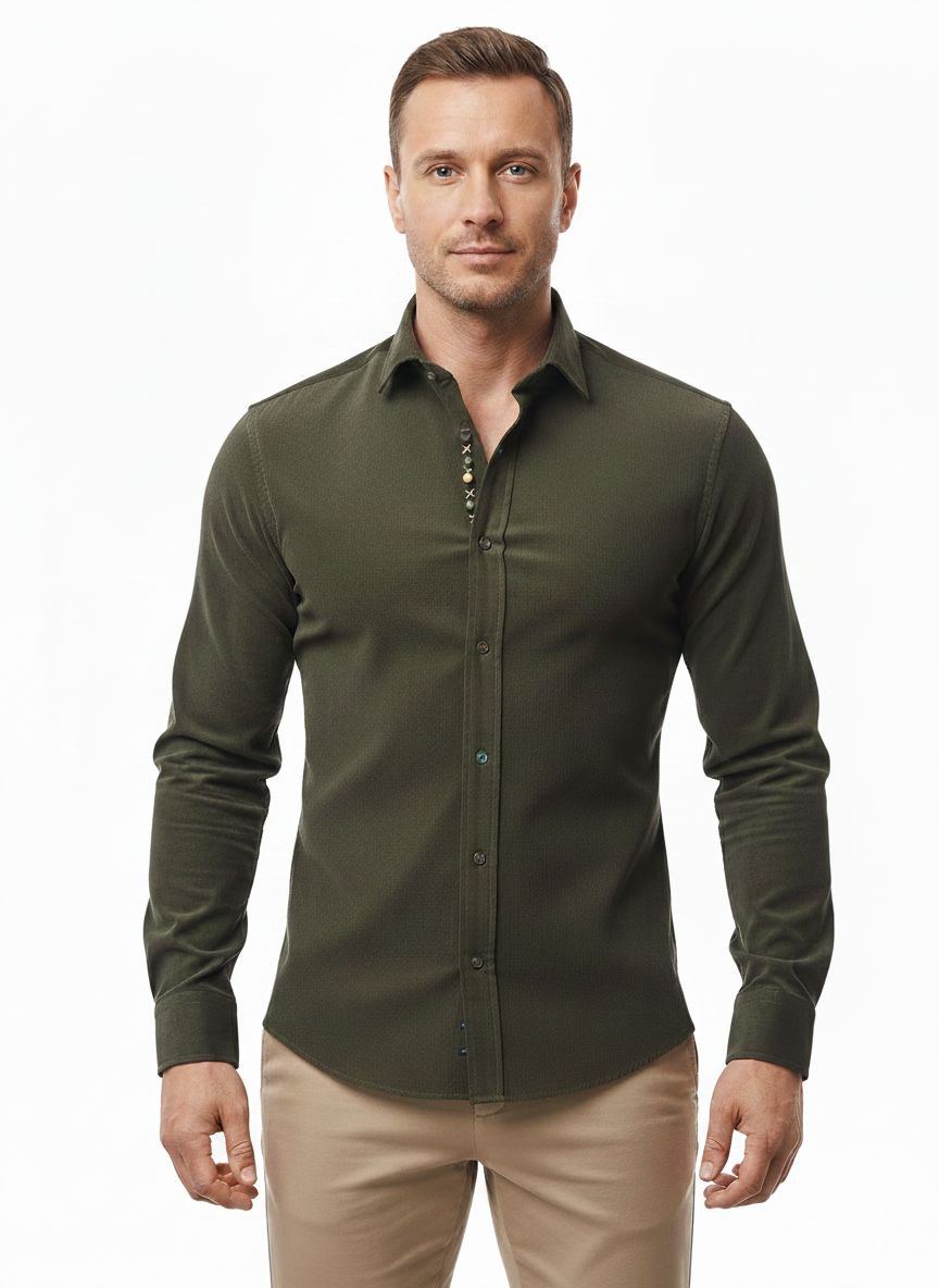 Olive ridge button-down shirt in zayte | Flamingo Fits
