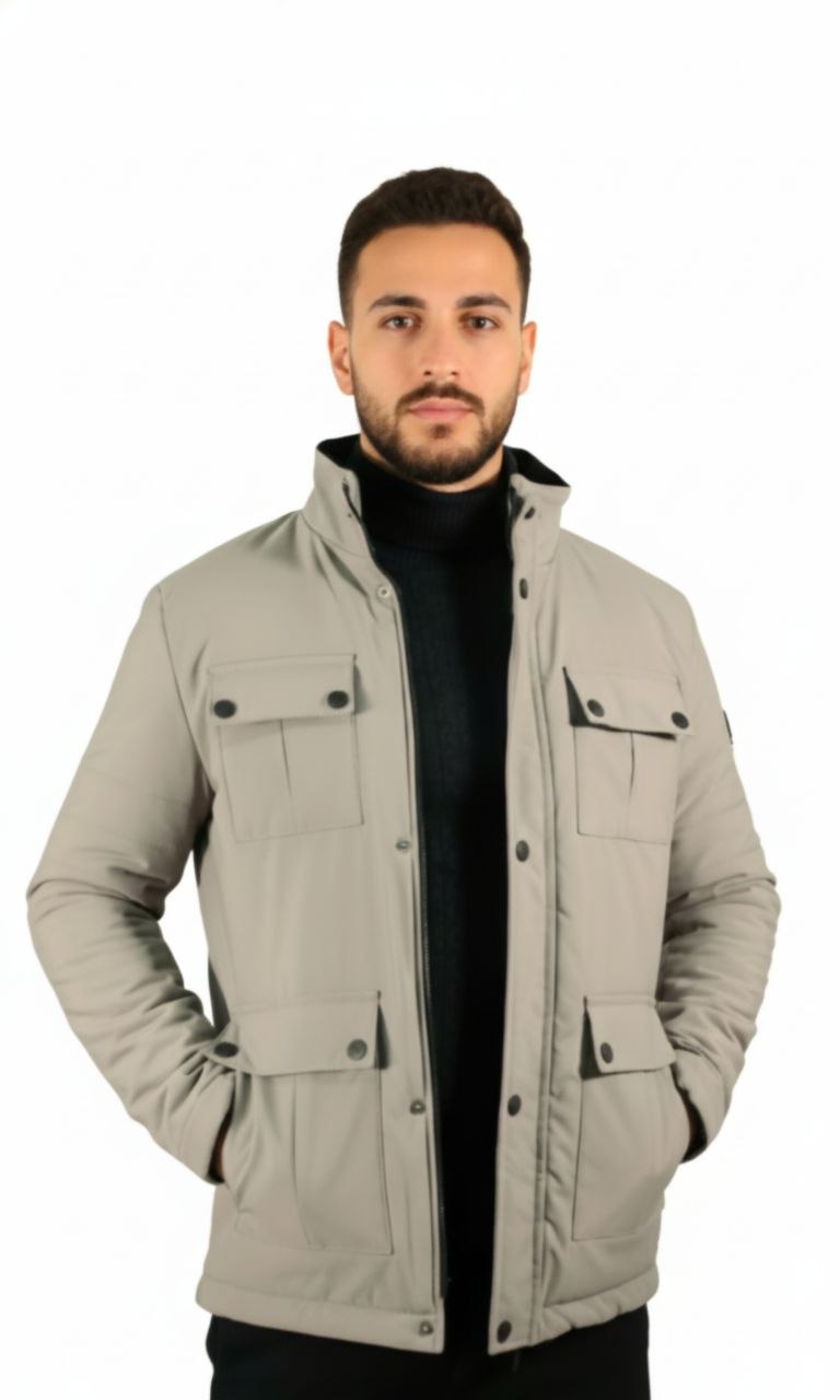 Grey safari waterproof jacket in grey | Flamingo Fits