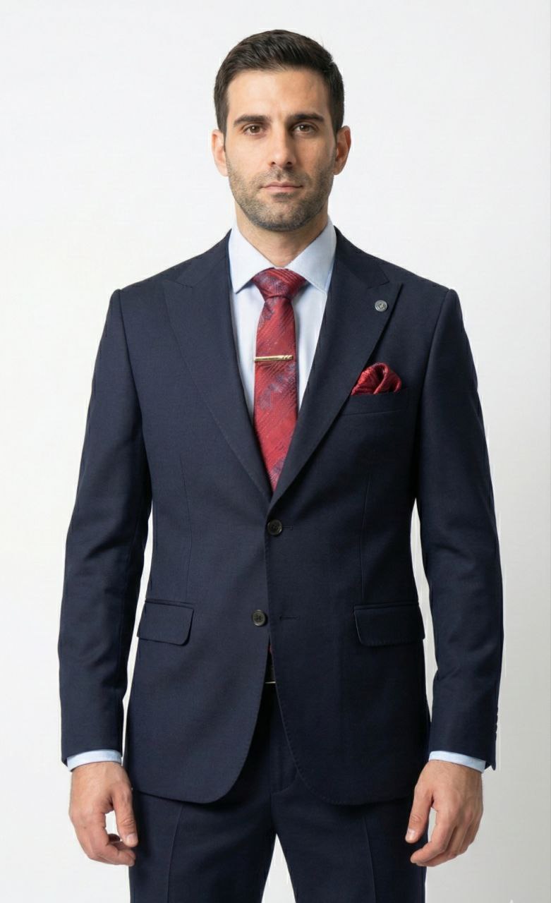 Navy Peak Lapel Suit