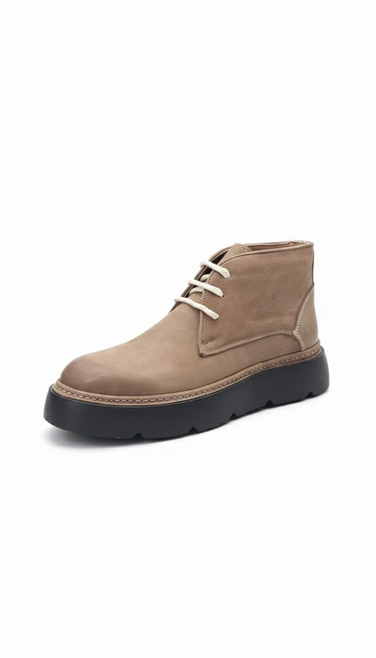 Beige laced casual chelsea boot in beij | Flamingo Fits