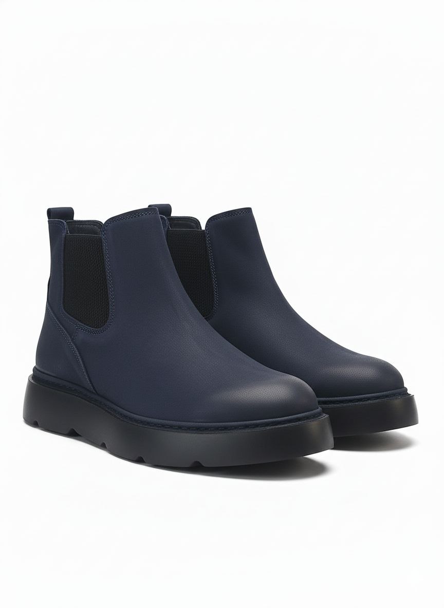 Navy  casual chelsea boot in navy | Flamingo Fits