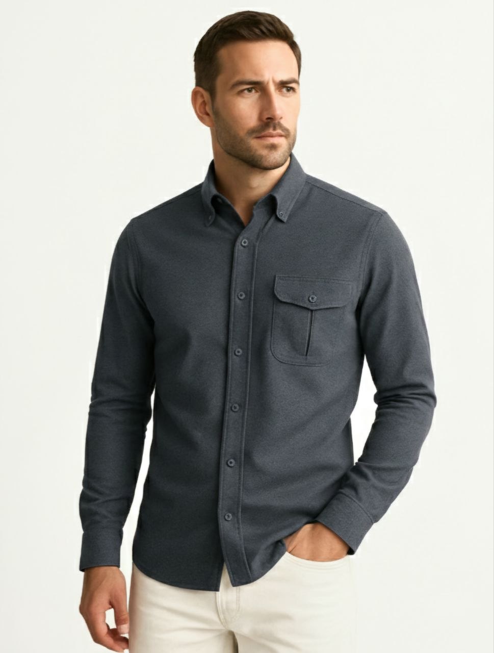 Midnight indigo utility shirt in indigo | Flamingo Fits
