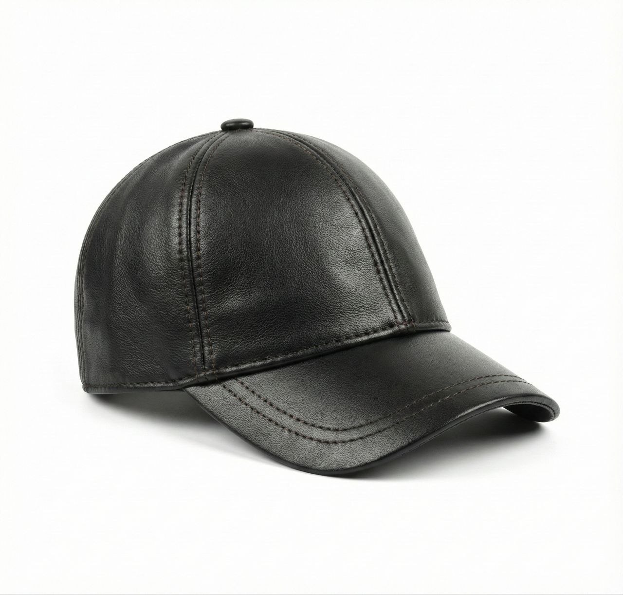Leather baseball cap in black | Flamingo Fits