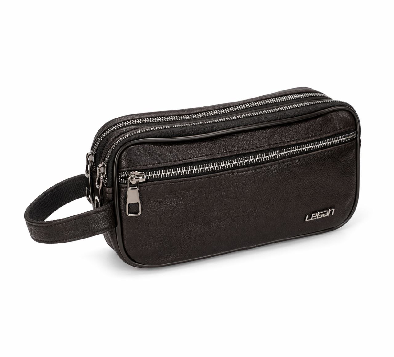 Black hand-held leather bag in black | Flamingo Fits