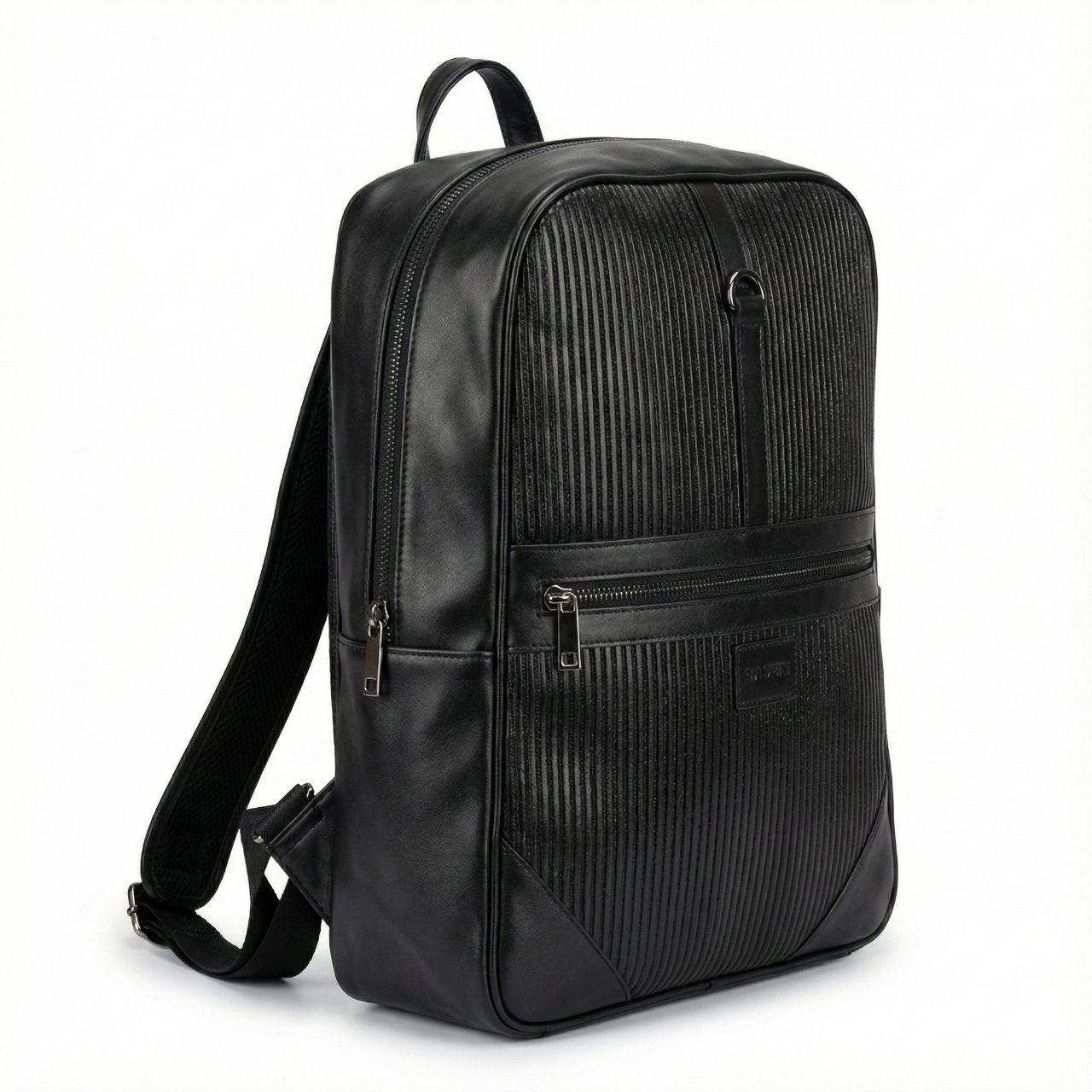 Black front zipper backpack in black | Flamingo Fits