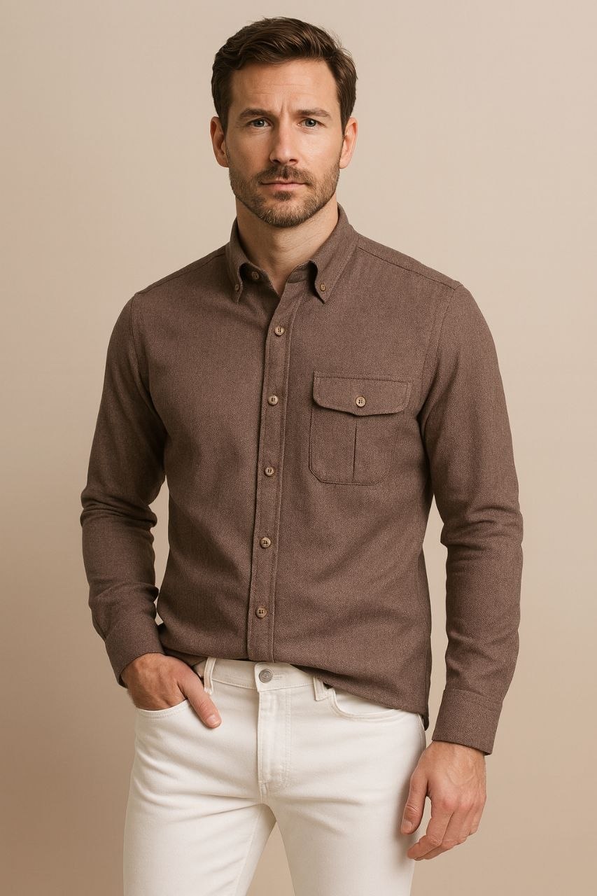 Mocha heritage utility shirt in zayte navy | Flamingo Fits