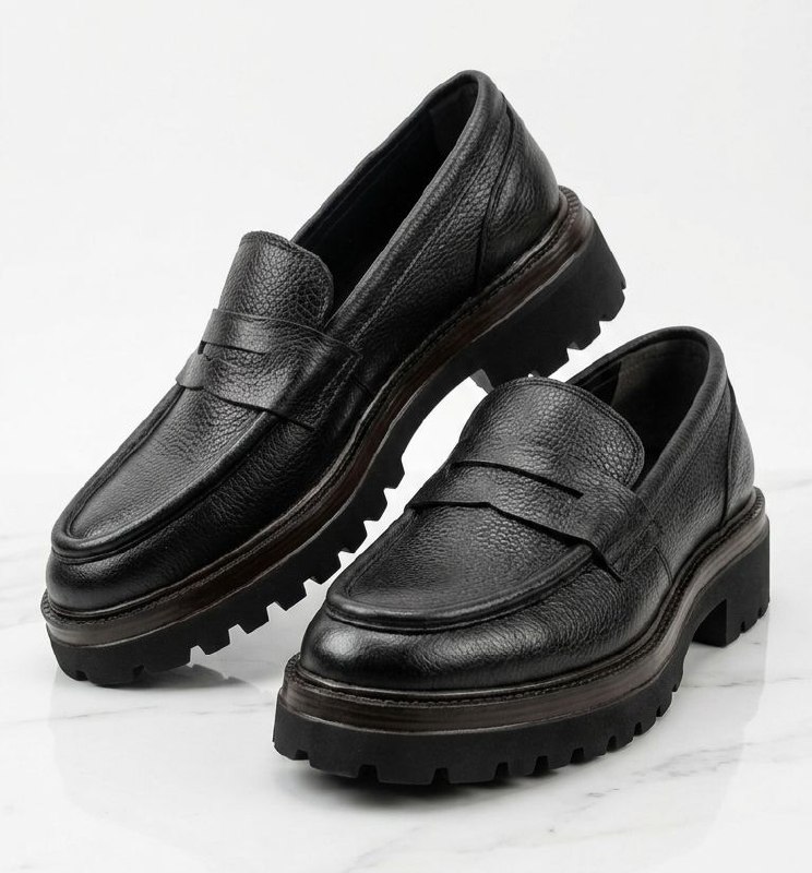 Black amber lug loafer in black | Flamingo Fits