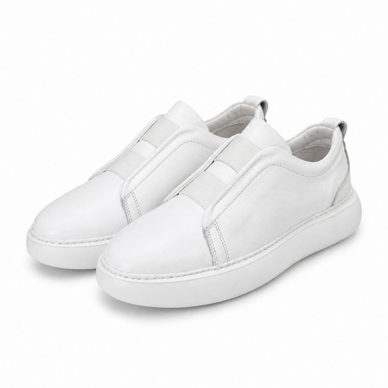 White onyx grained slip-on sneakers in white | Flamingo Fits