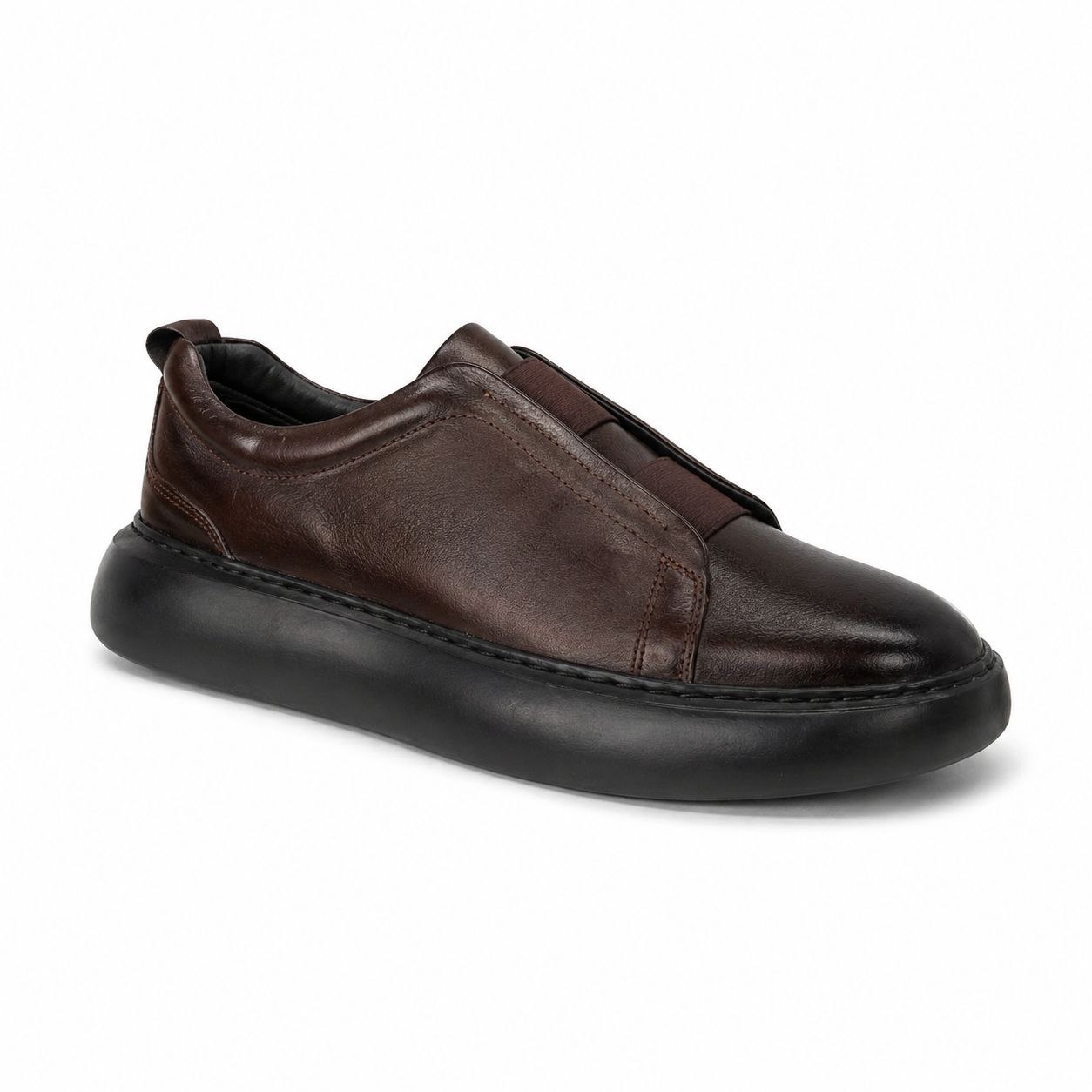Brown onyx grained slip-on sneakers in brown | Flamingo Fits