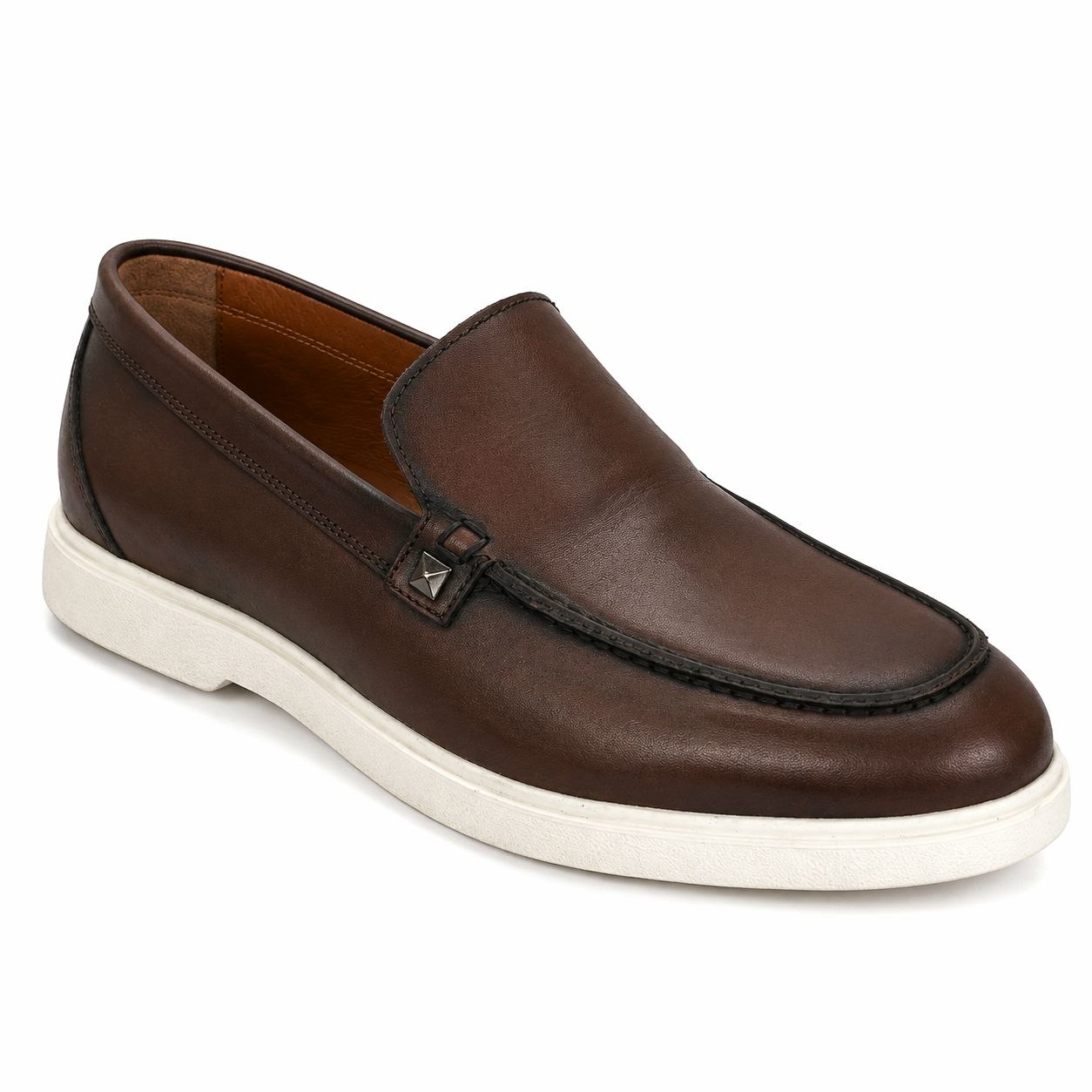 Brown velaro leather loafer in brown | Flamingo Fits