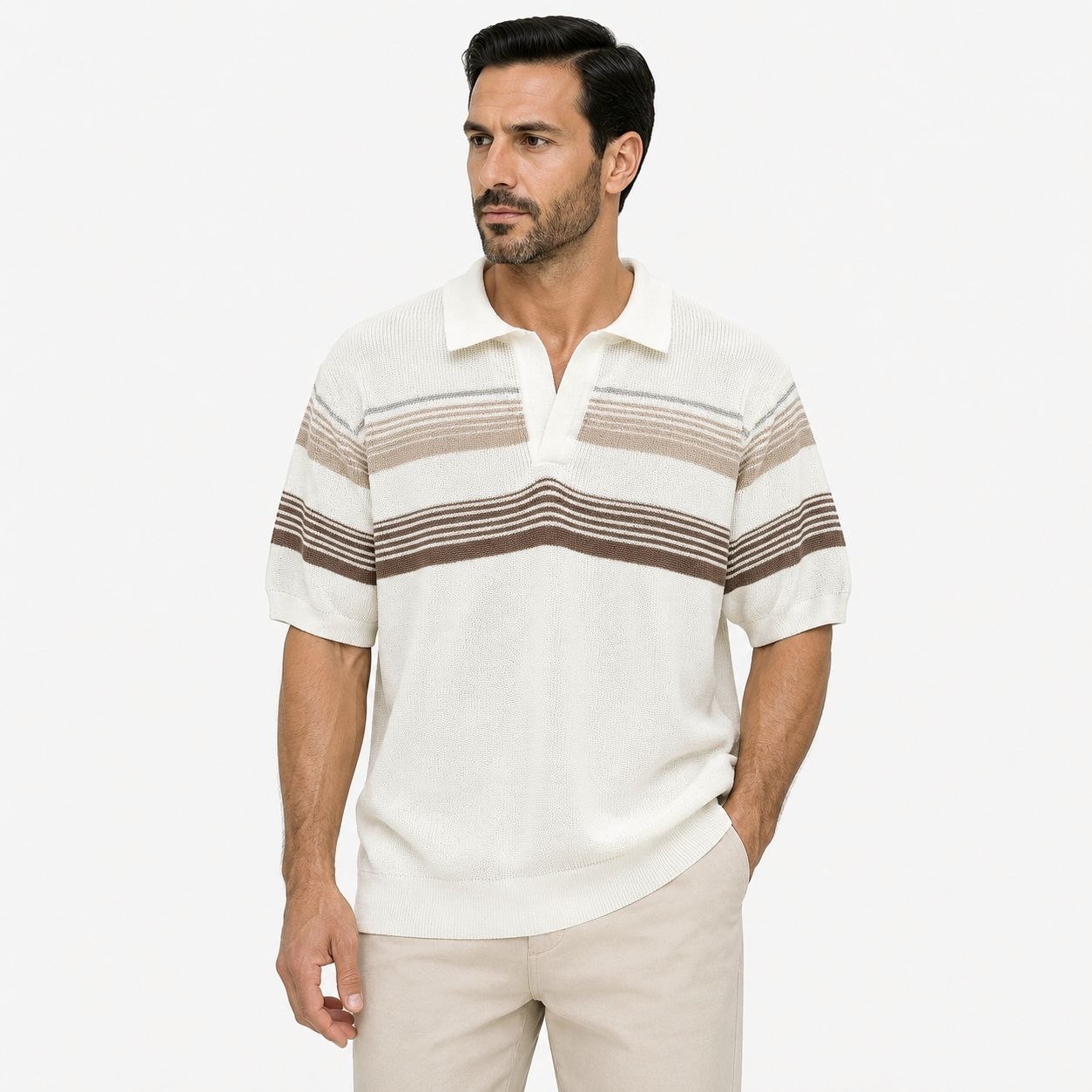 White sorrento retro-knit polo in white | Flamingo Fits