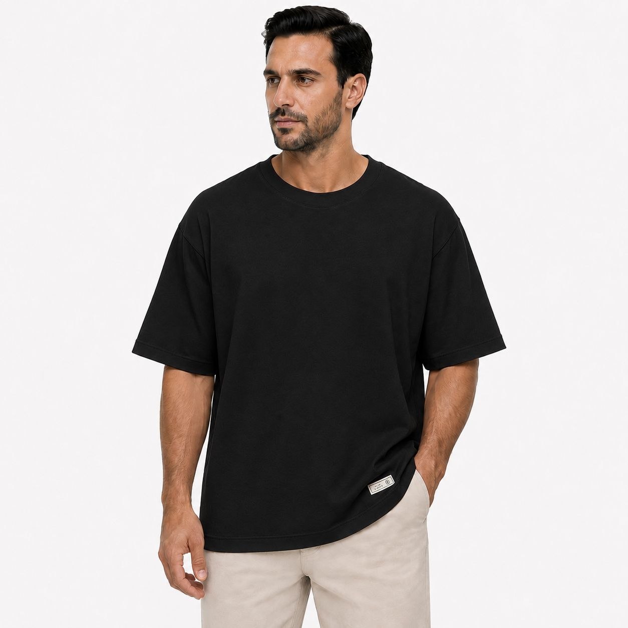 Black oversized box tshirt in black | Flamingo Fits