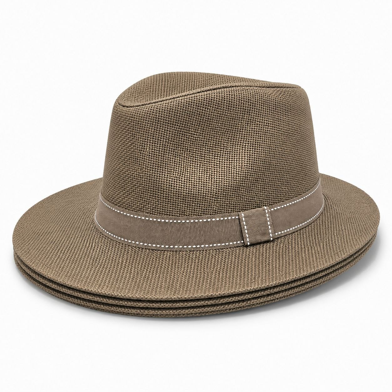 Camel woven texture fedora hat in camel | Flamingo Fits