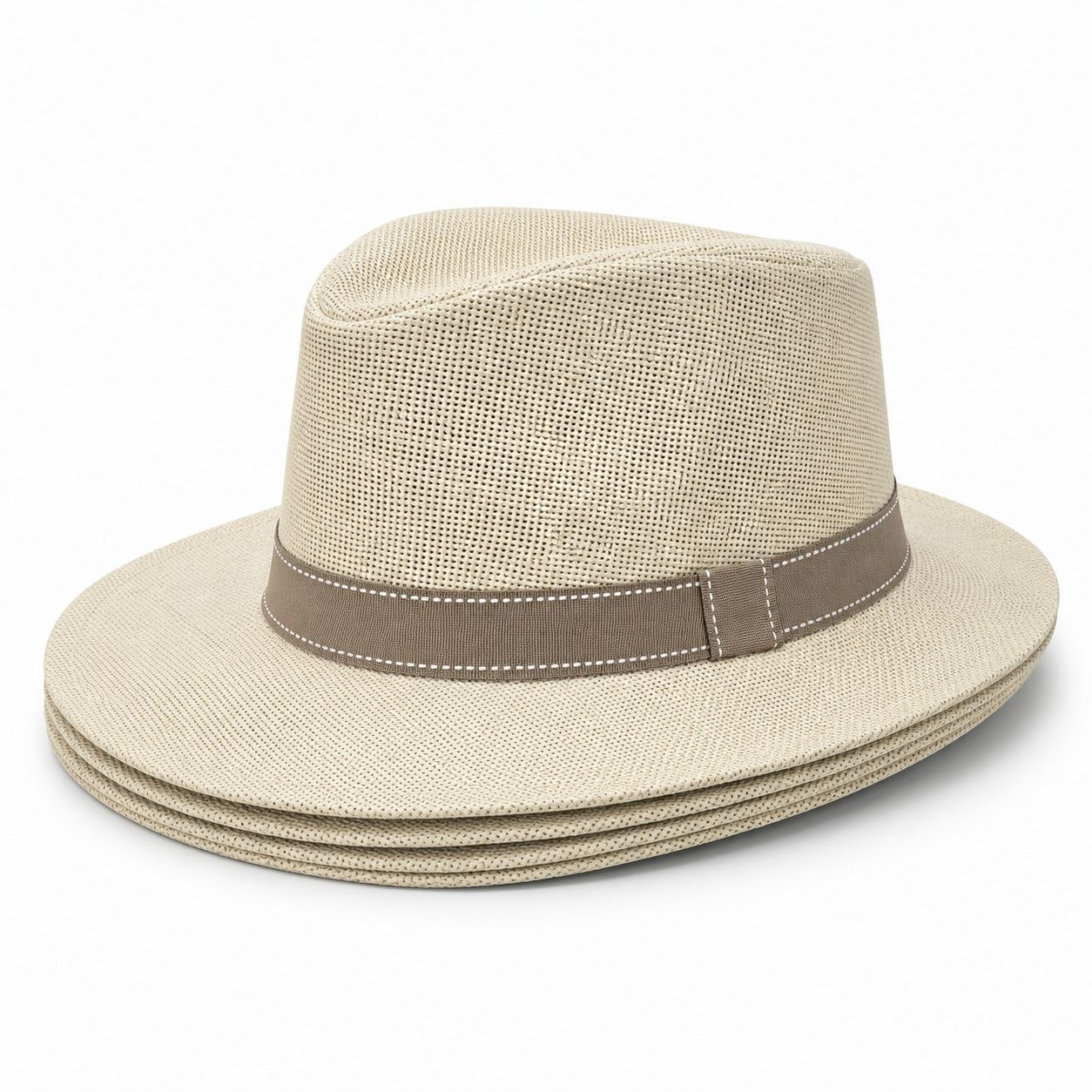 Beige woven texture fedora hat in beige | Flamingo Fits