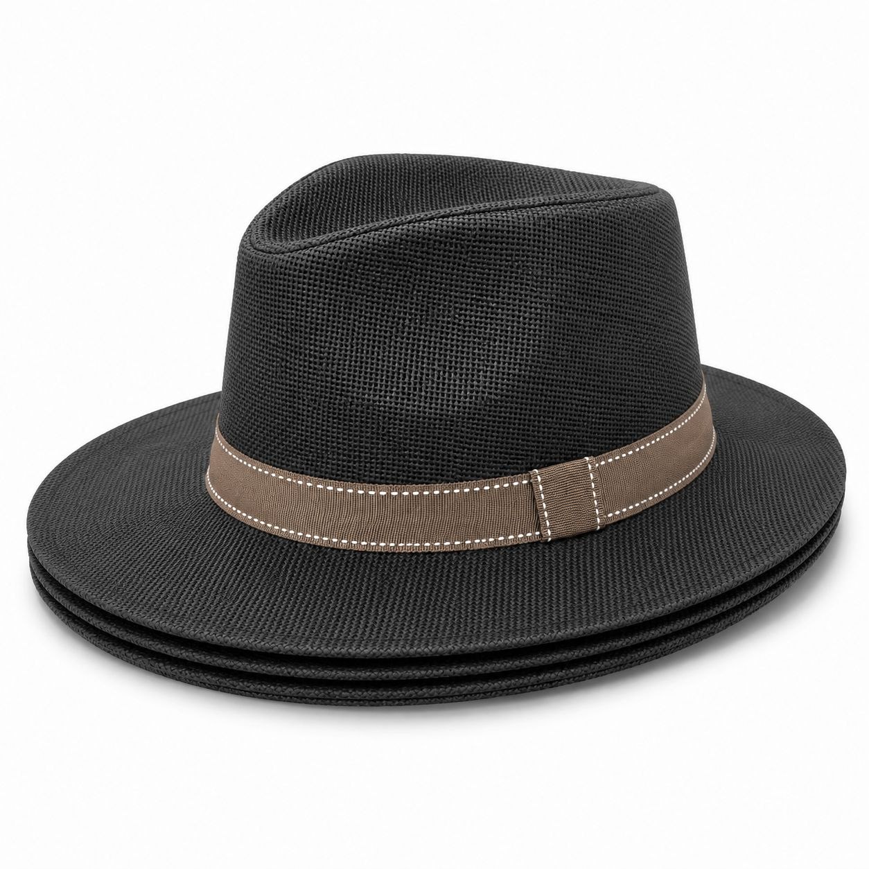 Black woven texture fedora hat in black | Flamingo Fits
