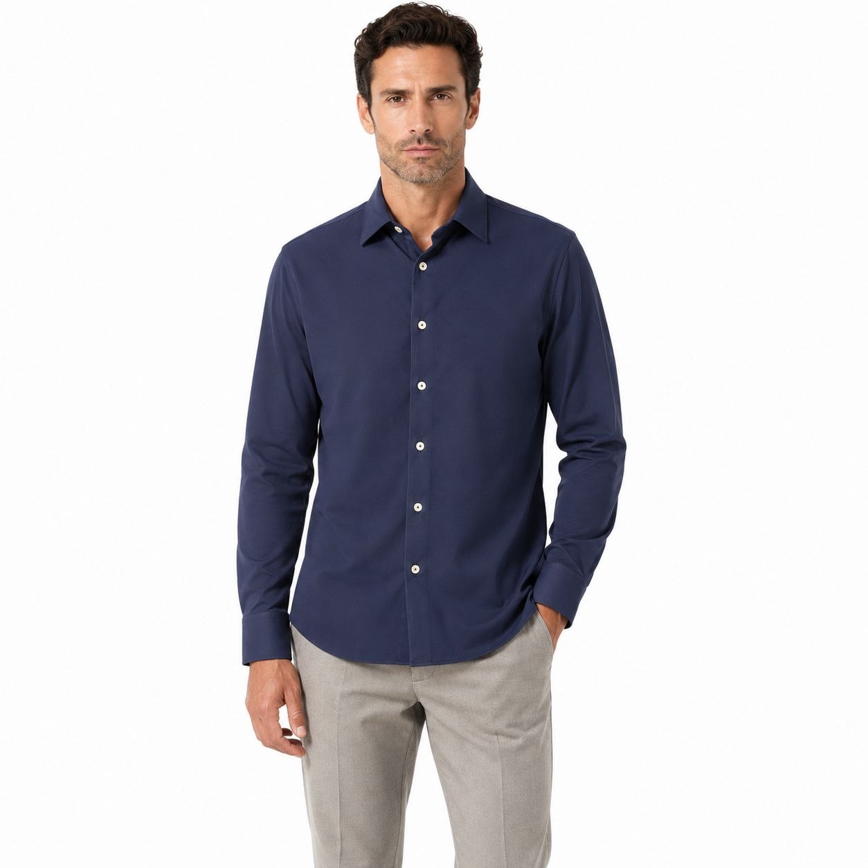 Navy the precision weave shirt in navy | Flamingo Fits