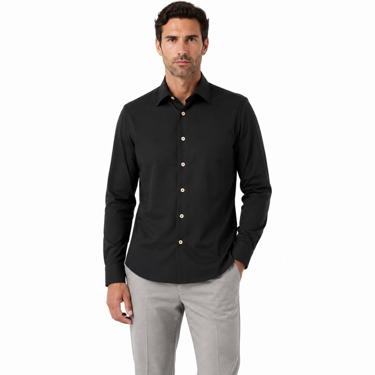 Black the precision weave shirt in black | Flamingo Fits