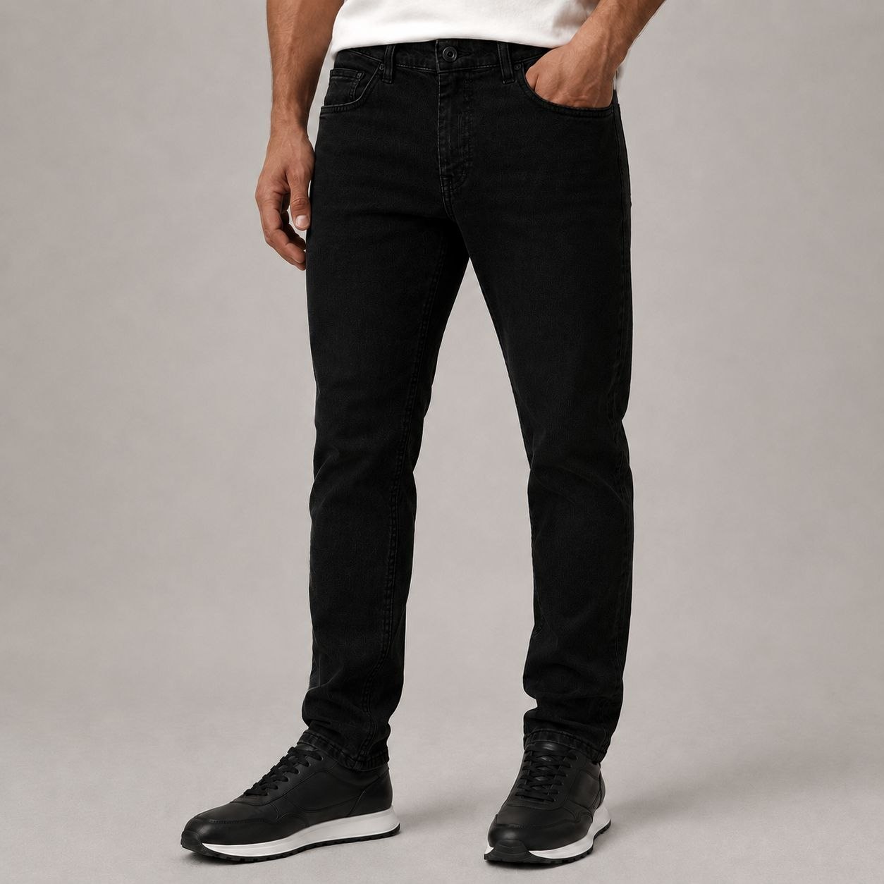 Poy comfort slim jeans in black | Flamingo Fits