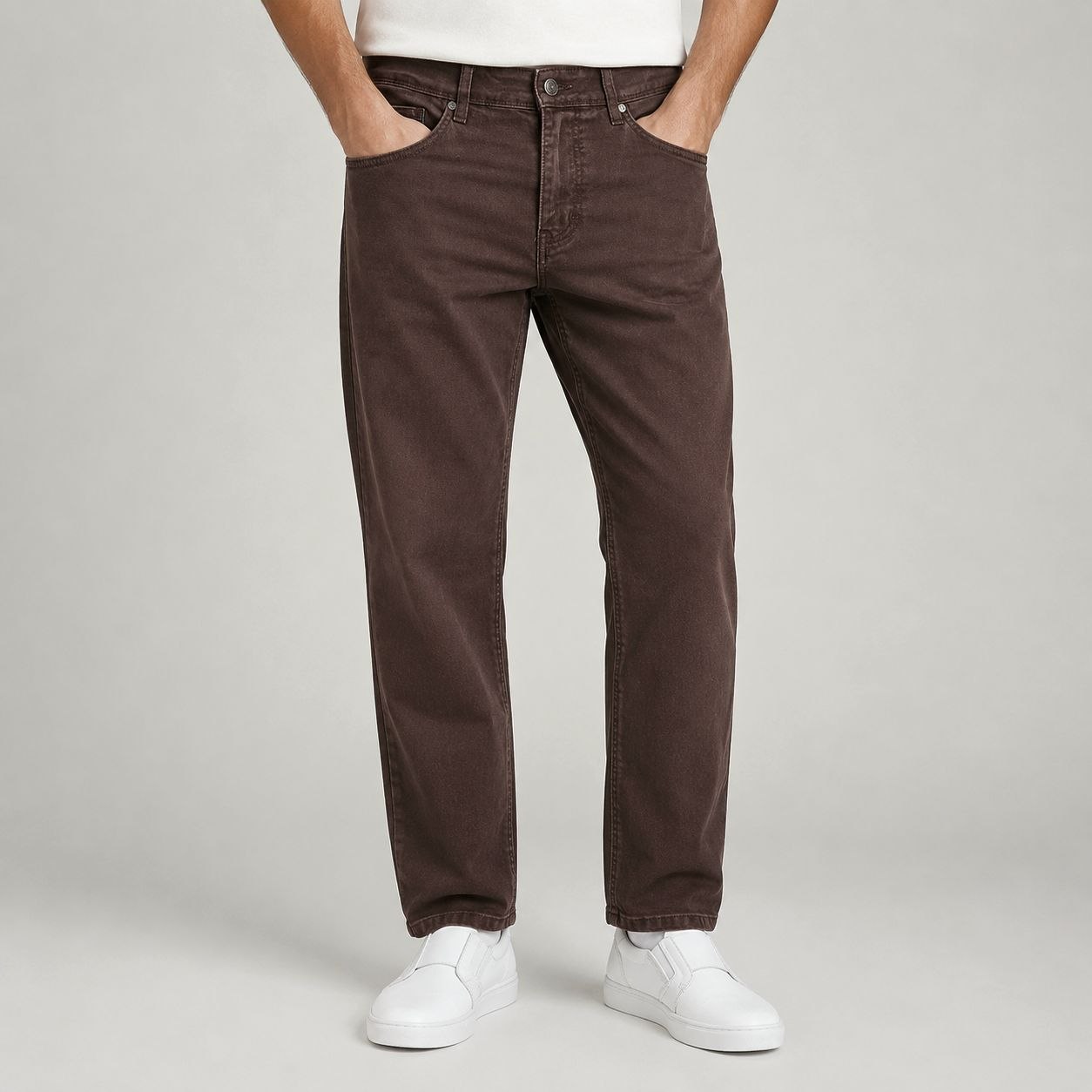 Brown regular five pockets in brown | Flamingo Fits