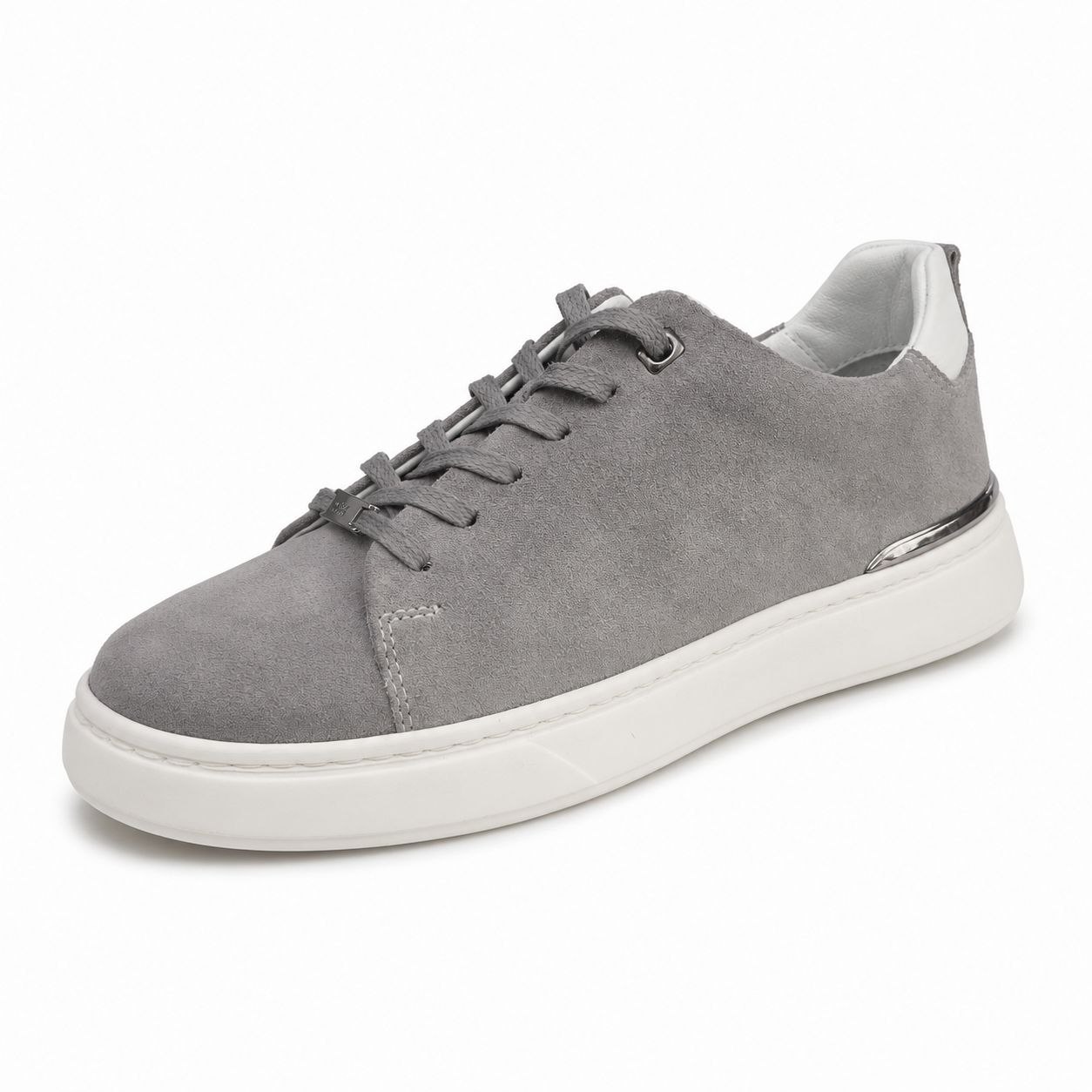 Light grey chrome-heel sneakers in LIGHT GREY | Flamingo Fits