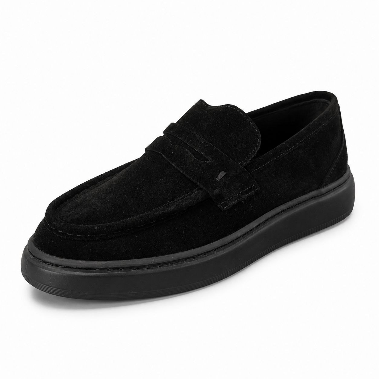 Black onyx suede loafer in black | Flamingo Fits