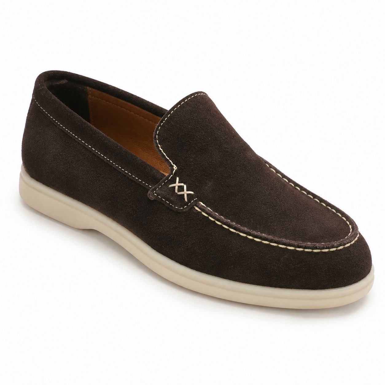 Brown suede monte carlo loafer in brown | Flamingo Fits