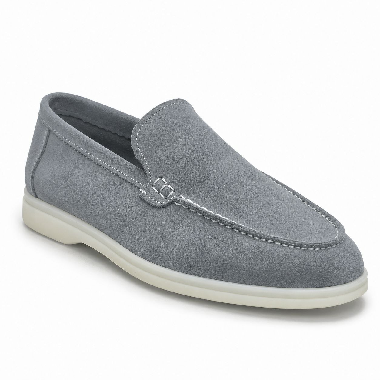 Light grey suede monte carlo loafer in LIGHT GREY | Flamingo Fits
