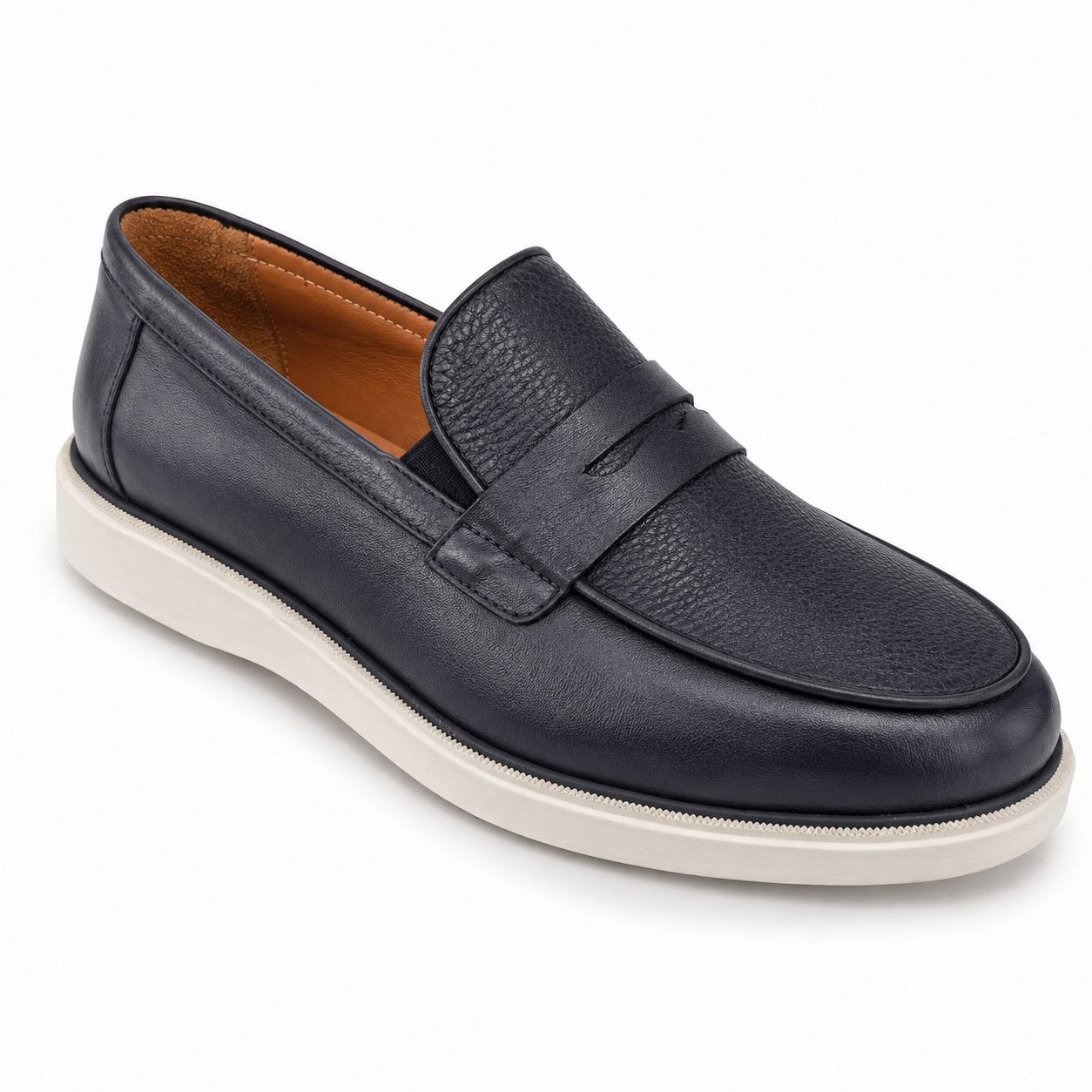 Navy nero elite leather loafer in navy | Flamingo Fits