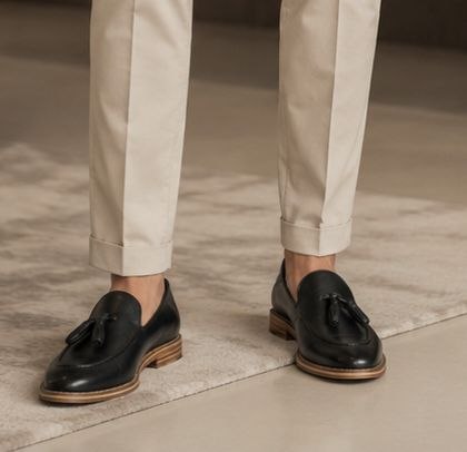 Vittorio black leather tassel loafer in black | Flamingo Fits