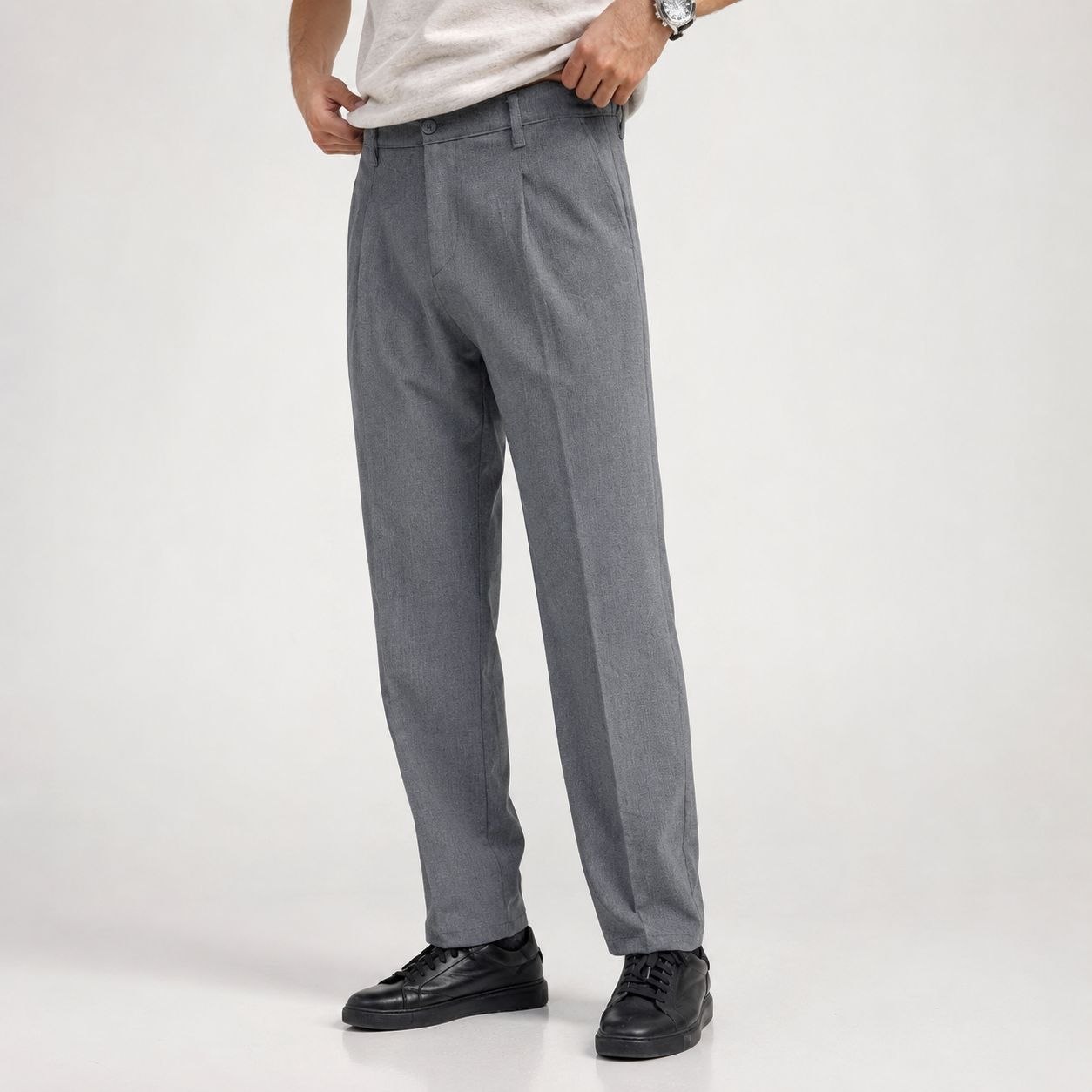 Grey rena relaxed-straight pants in grey | Flamingo Fits