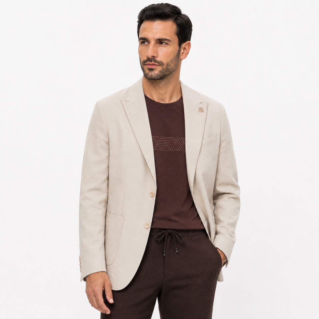 Beige lusano blazer in beige | Flamingo Fits