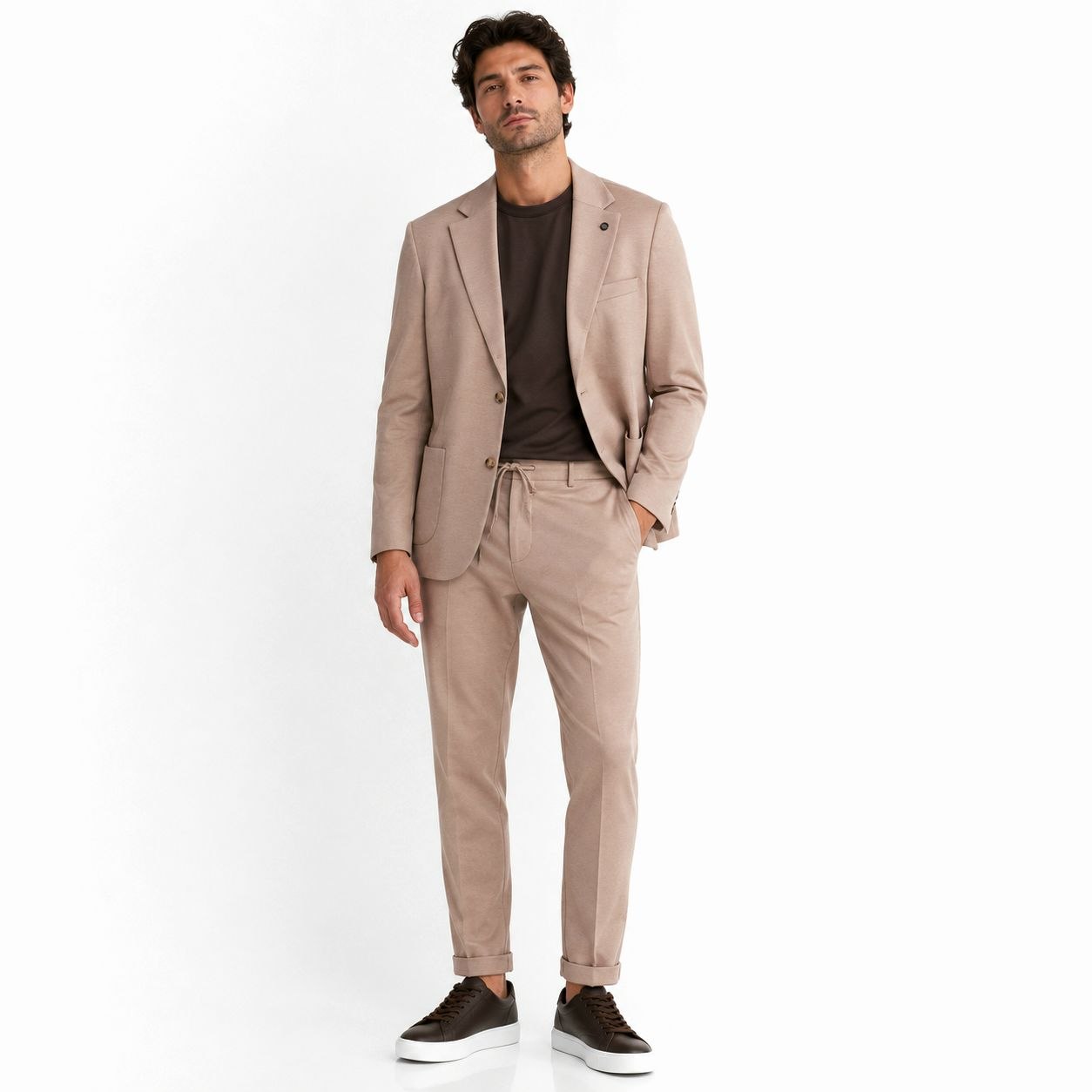 Nude pink vintage two-pieces lycra suit in gitane | Flamingo Fits