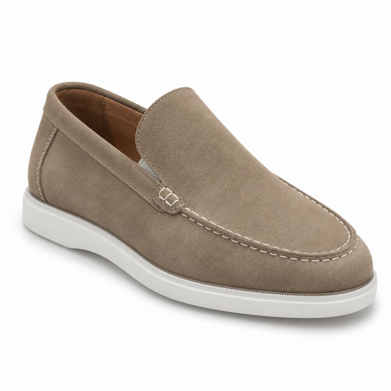 Beige capri suede loafer in beige | Flamingo Fits
