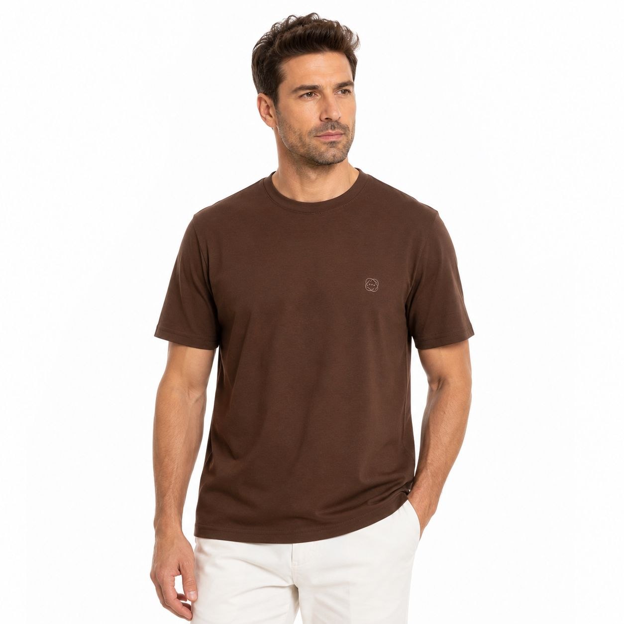 Brown luxe rayon basic tshirt in brown | Flamingo Fits