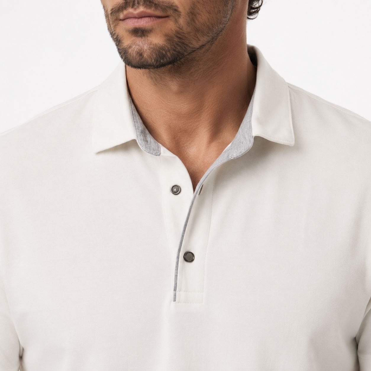 White luxe-touch smart polo tshirt in white | Flamingo Fits