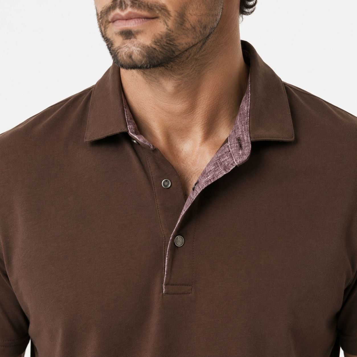 Brown luxe-touch smart polo tshirt in brown | Flamingo Fits