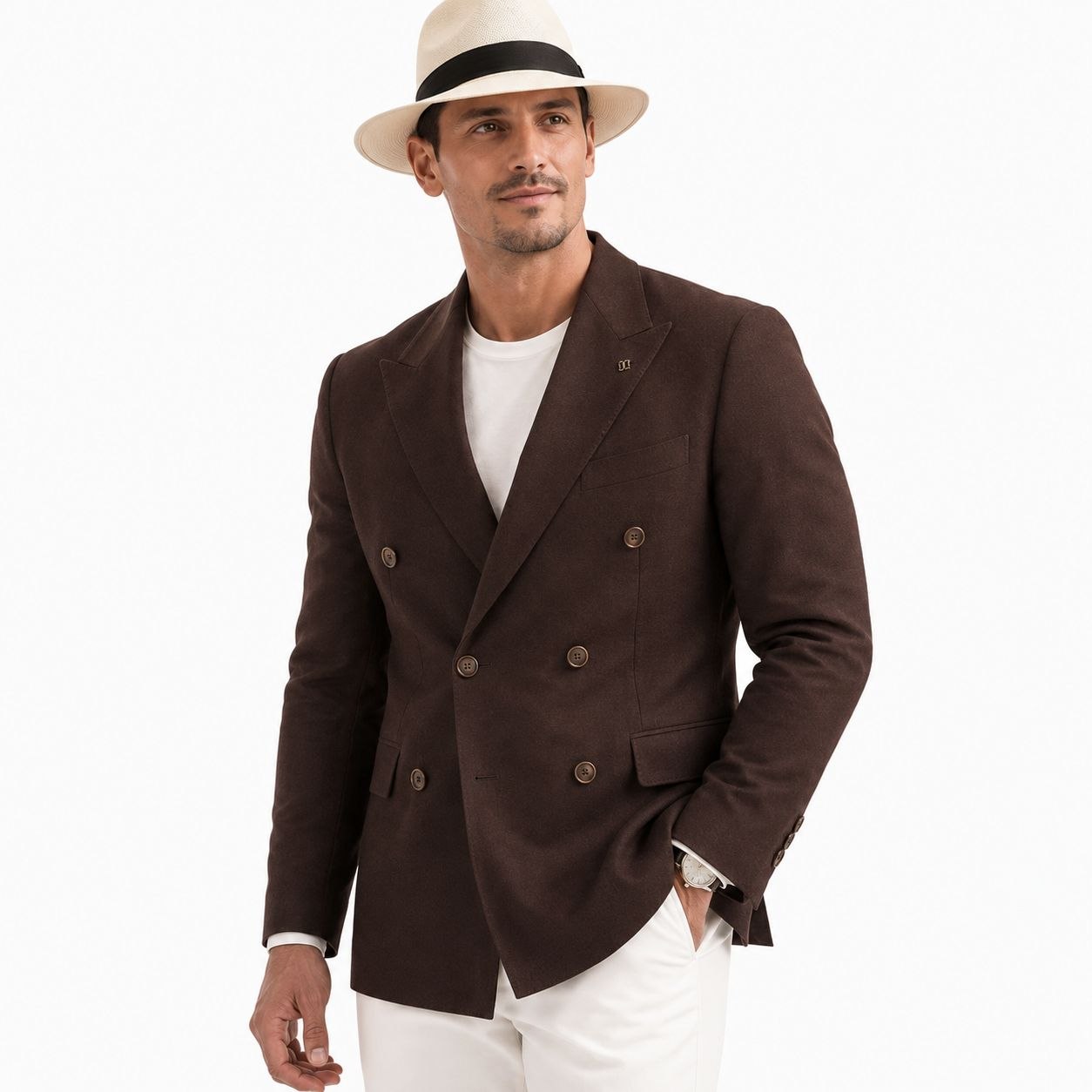 Brown imperio double-breasted blazer in brown | Flamingo Fits