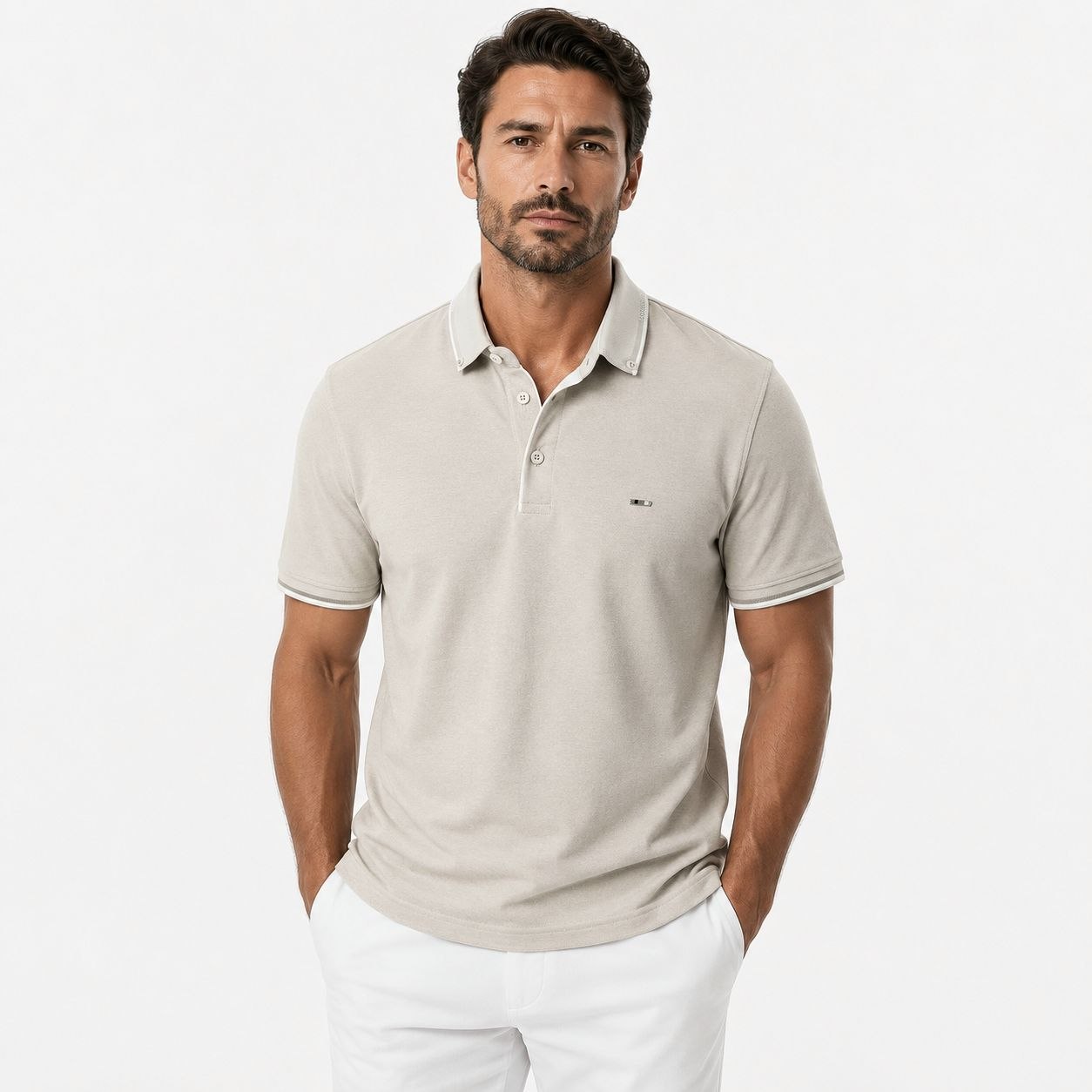 Beige bruno elite polo tshirt in beige | Flamingo Fits