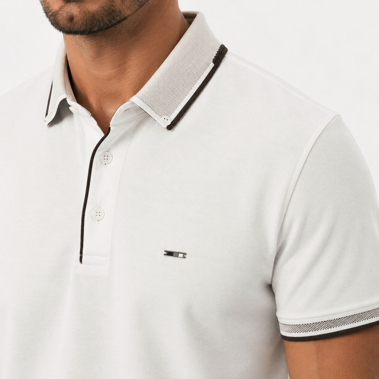 White bruno elite polo tshirt in white | Flamingo Fits