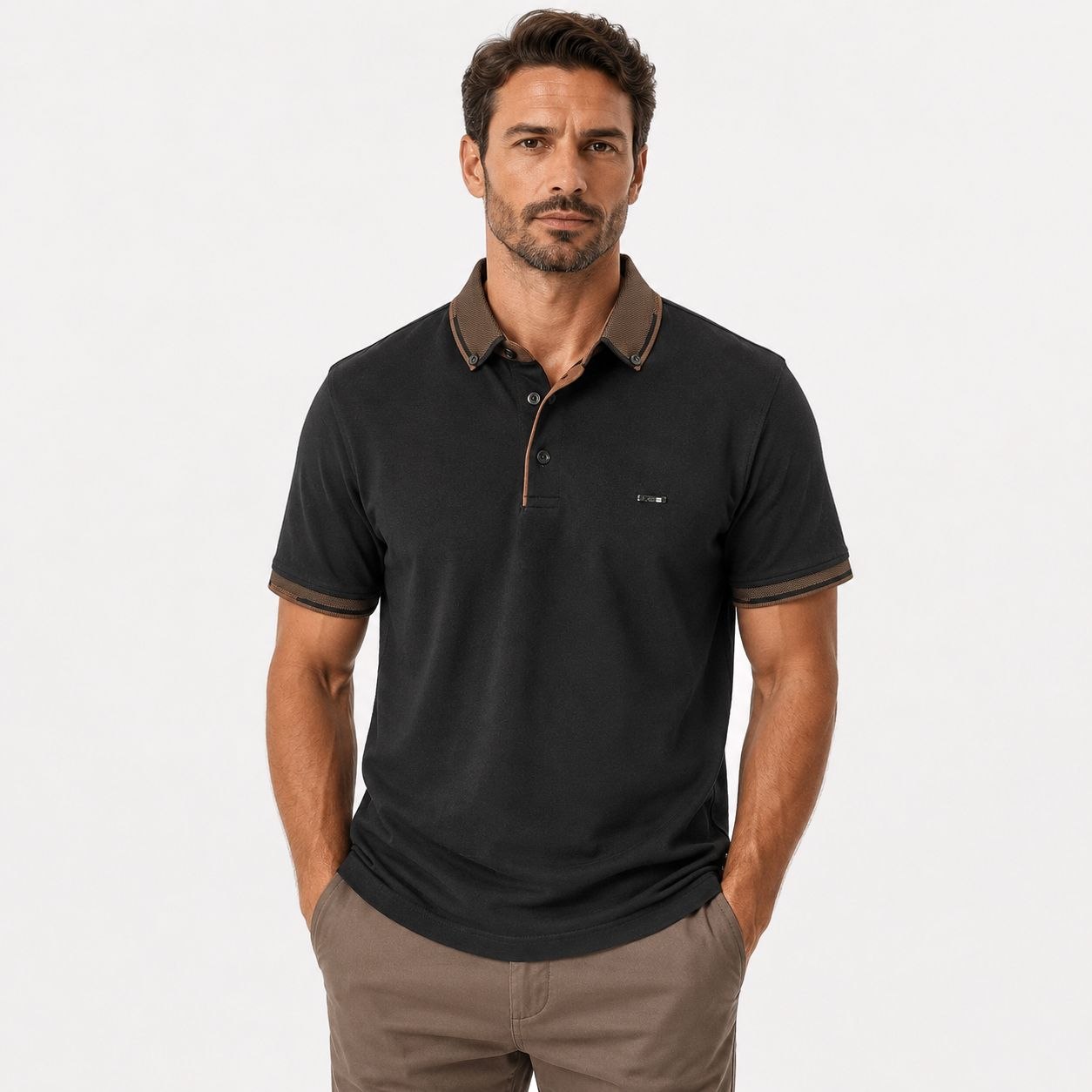 Black bruno elite polo tshirt in black | Flamingo Fits