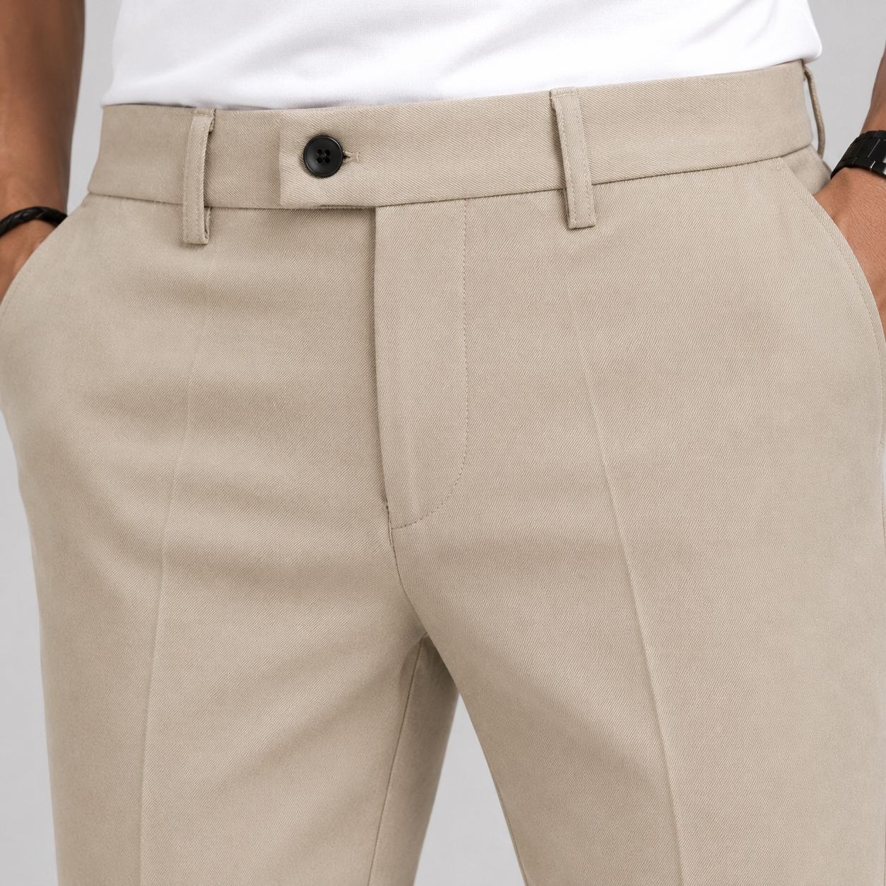 Beige rena formal chino pants in beige | Flamingo Fits