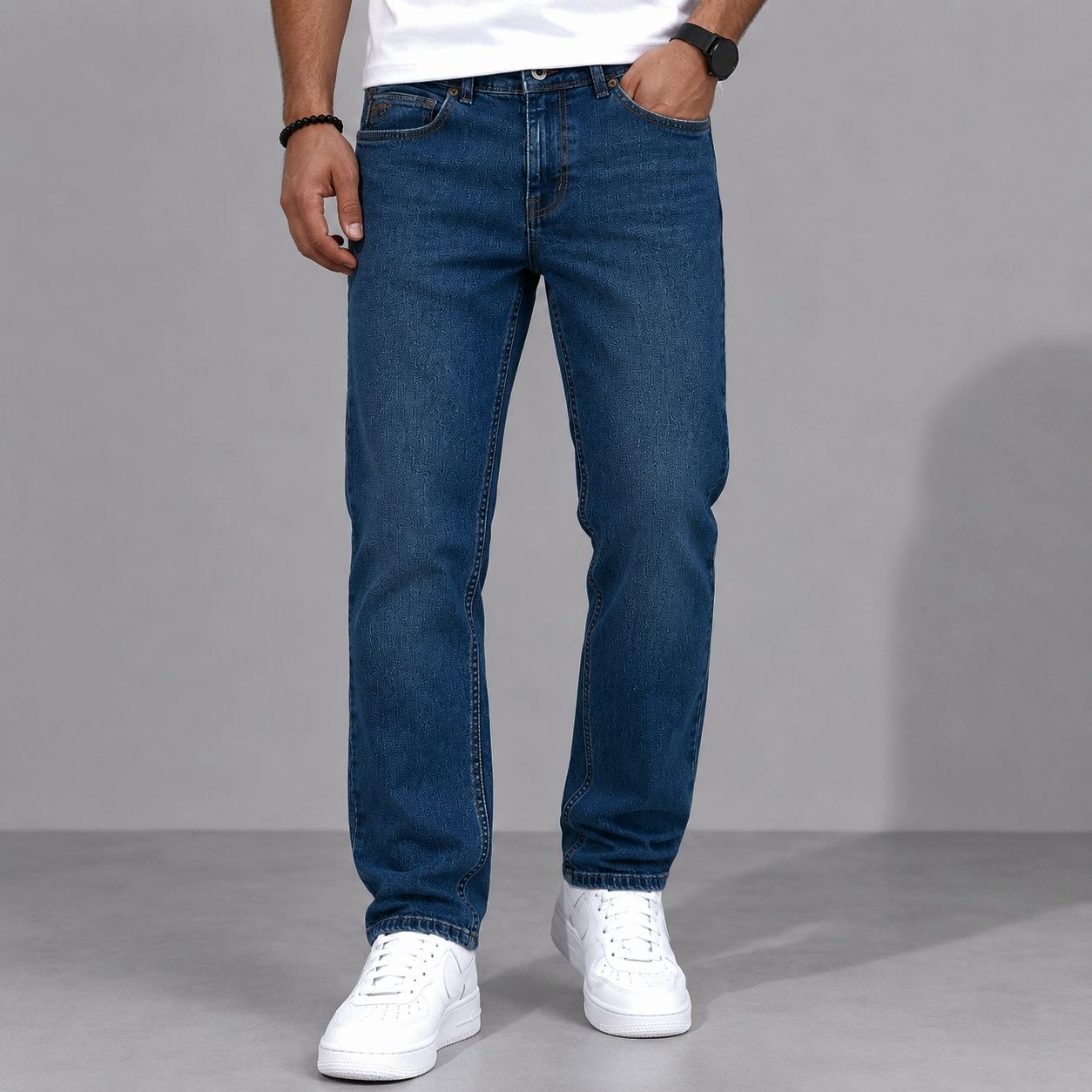 Brj dark navy regular jeans in navy green | Flamingo Fits