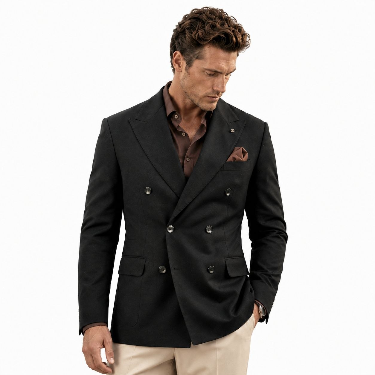 Black imperio double-breasted blazer in black | Flamingo Fits